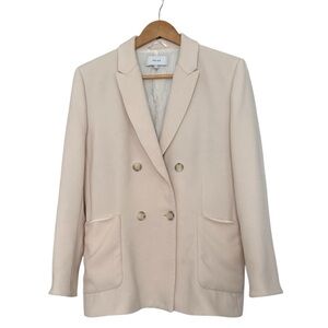 REISS Cream Double-Breasted Textured Blazer Women’s US 10